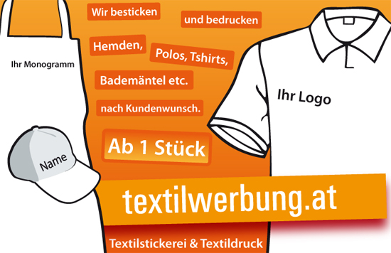 Textilstickerei Wien ab 1 Stck